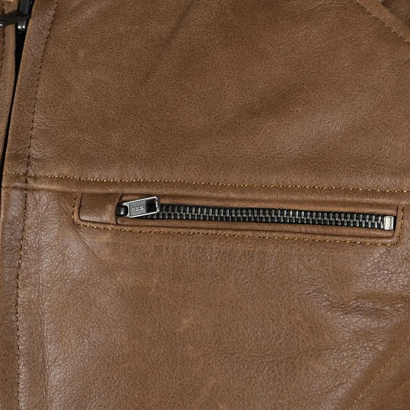 Men's Tan Leather Jacket in Unbeatable Biker Style