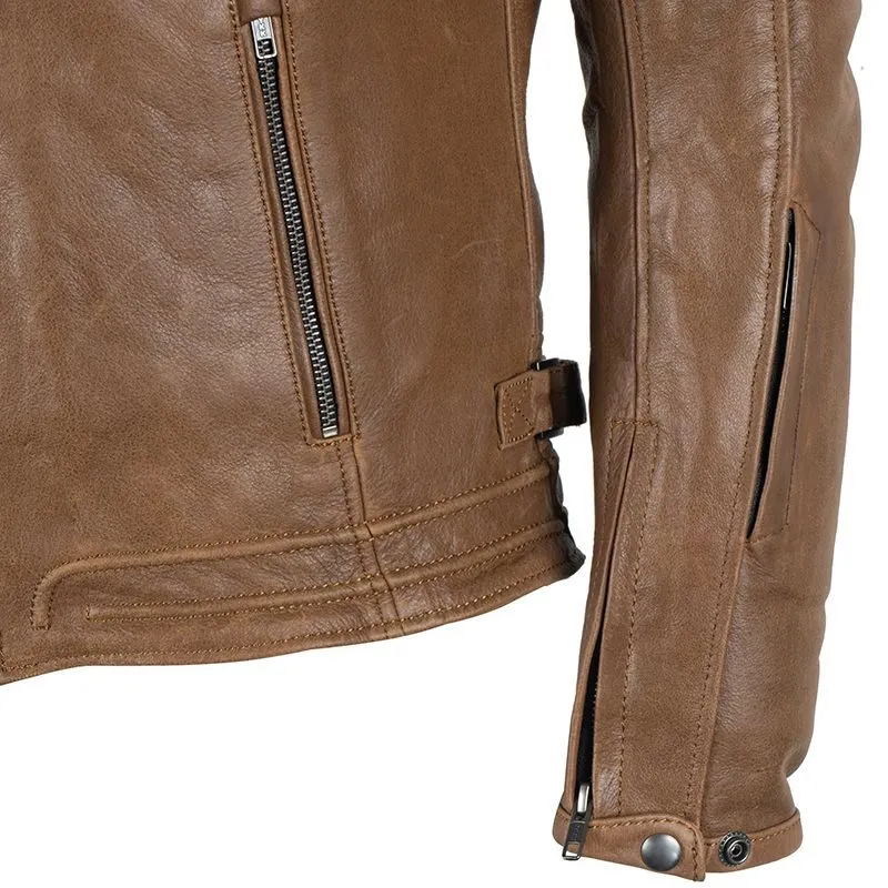 Men's Tan Leather Jacket in Unbeatable Biker Style