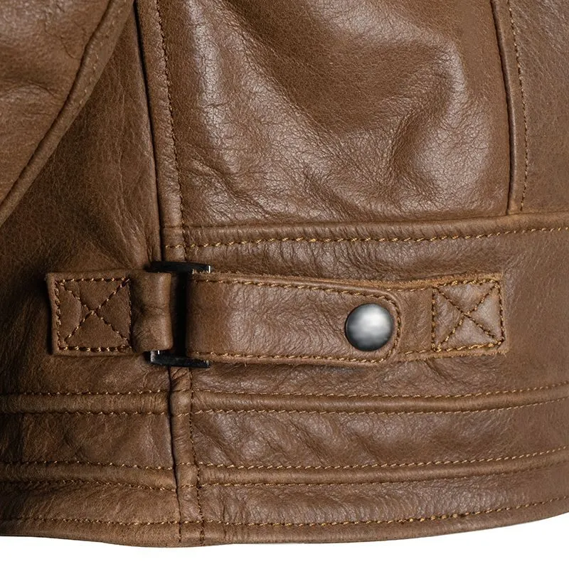 Men's Tan Leather Jacket in Unbeatable Biker Style