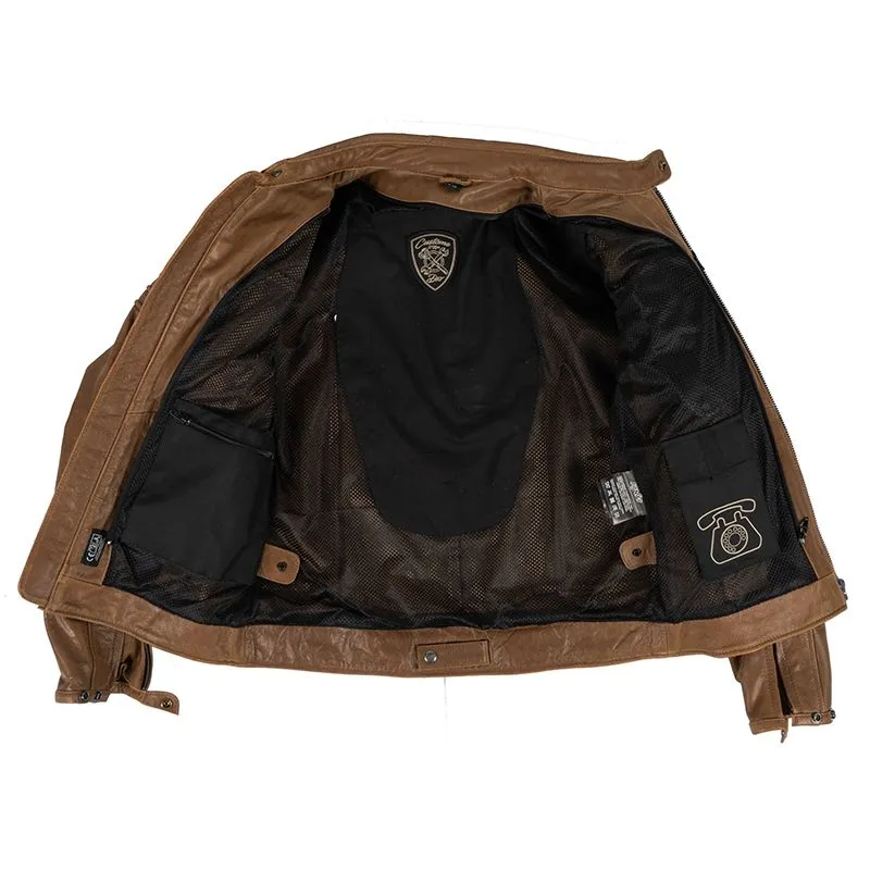 Men's Tan Leather Jacket in Unbeatable Biker Style