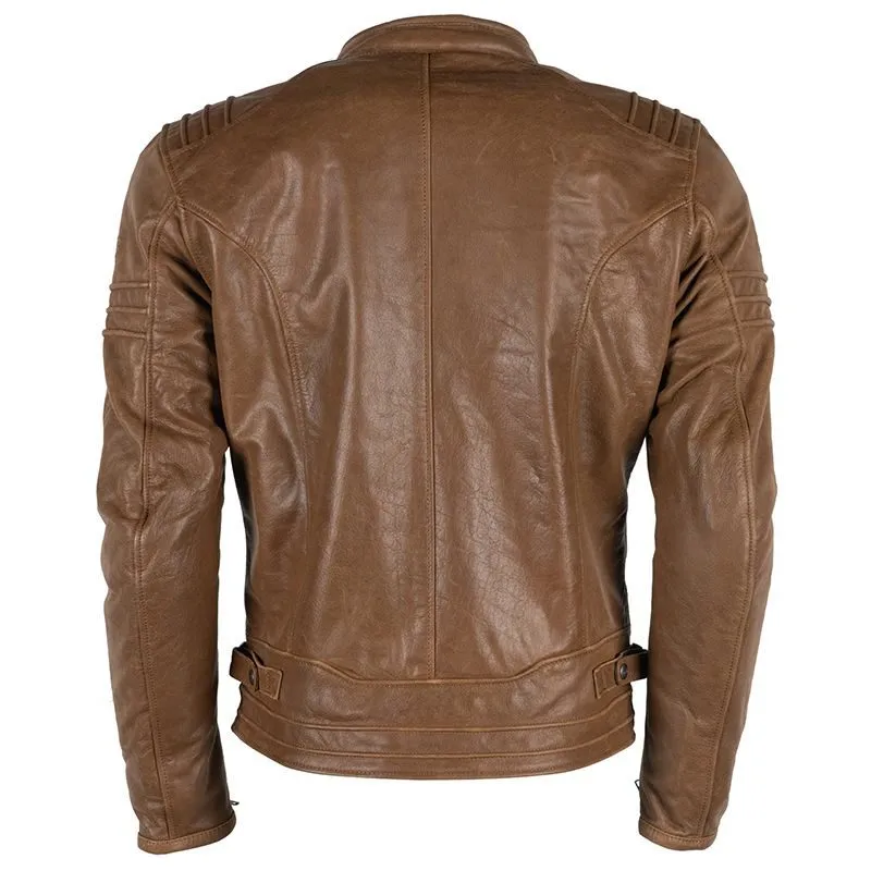 Men's Tan Leather Jacket in Unbeatable Biker Style