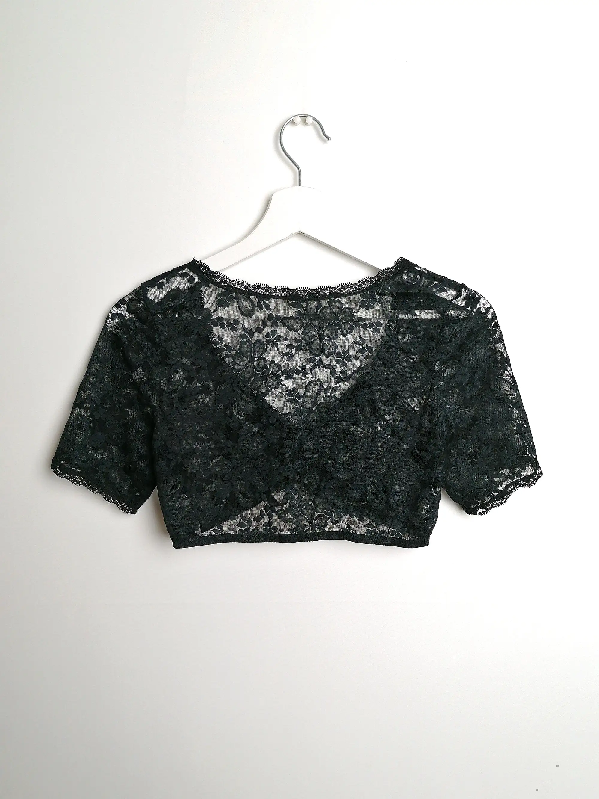 Micro Crop Top Lace Black - size XS-S