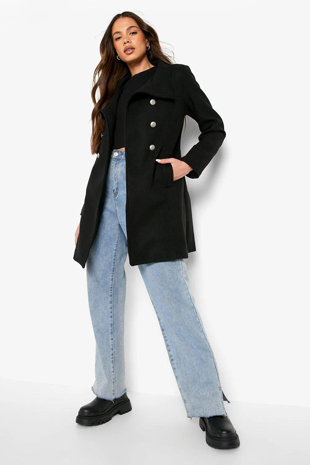 Military Wool Look Coat