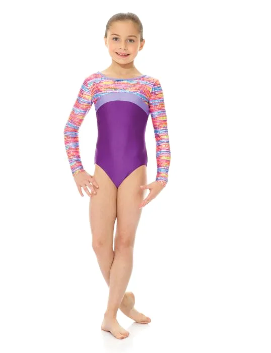 Mondor 27848 Purple Lights Youth 10-12 LS Gym Leotard