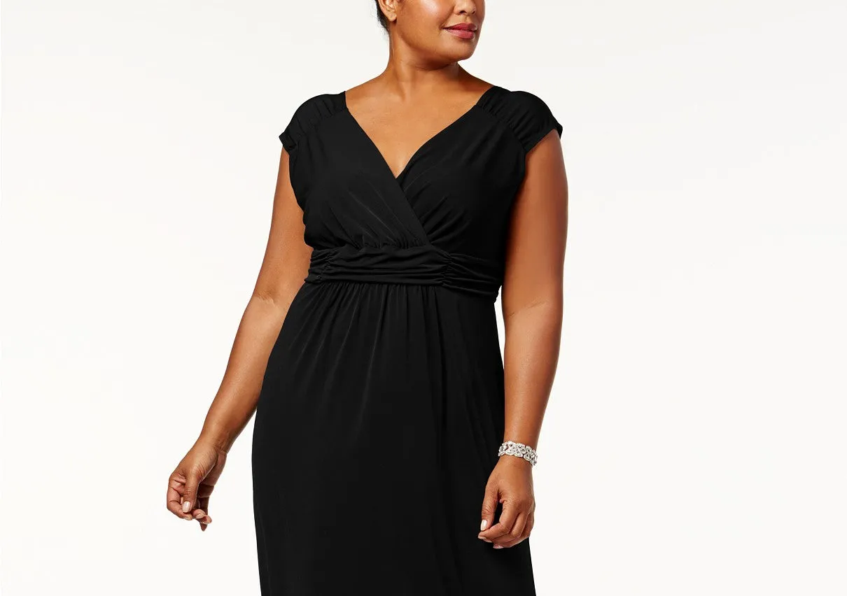 NY  Women's Collection Plus Size Ruched Empire Maxi Dress Black Size 2 Extra Large