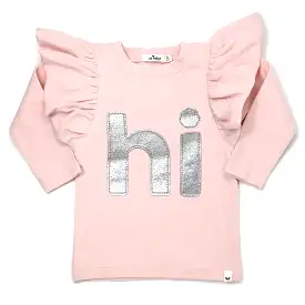 oh baby! hi Silver Butterfly Long Sleeve Tee - Pale Pink