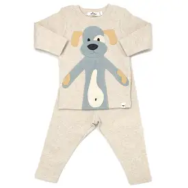 oh baby! Two Piece Set Large Puppy Mist Applique - Sand