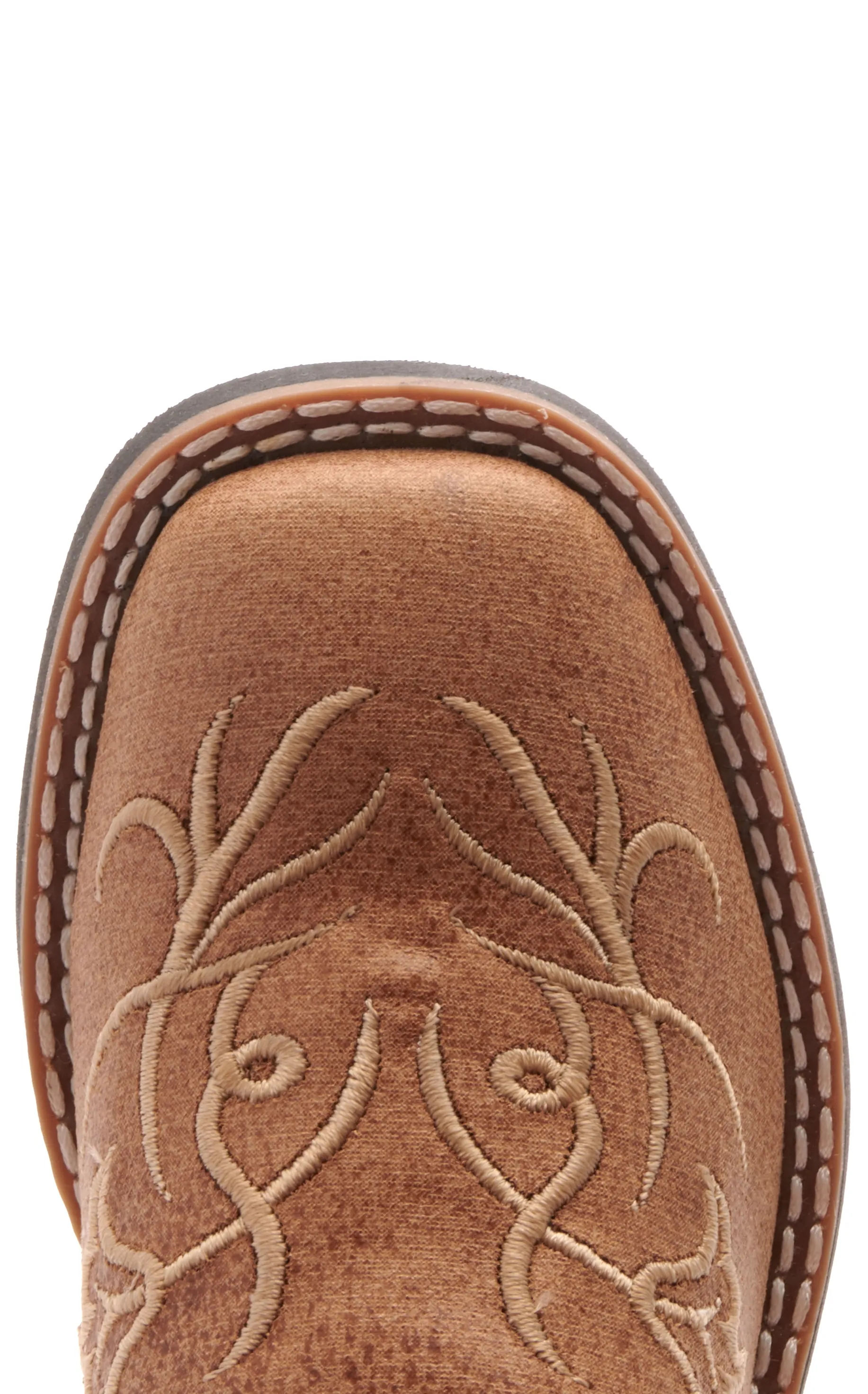 Old West Kids Tan and Pink Square Toe Cowboy Boots