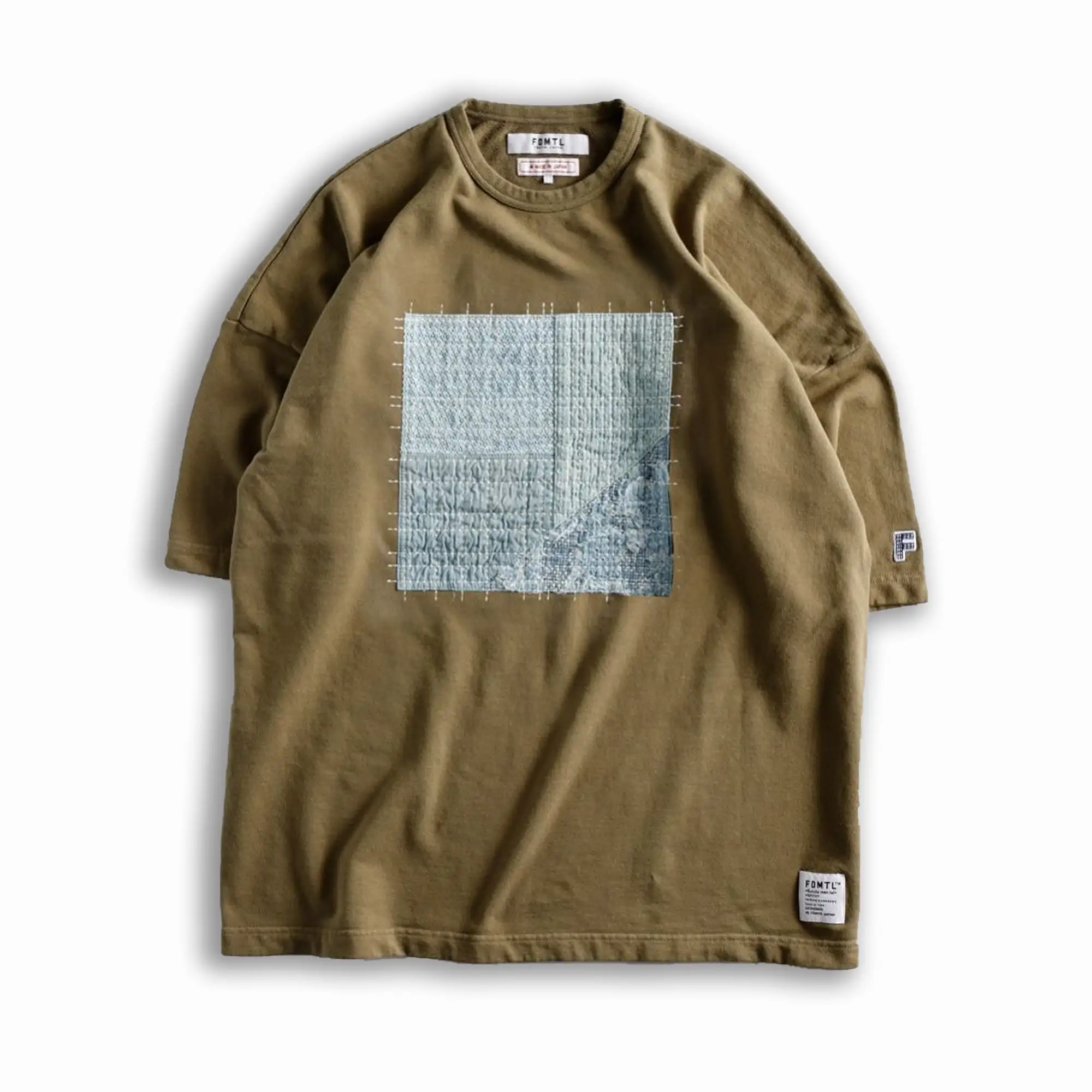 PATCHWORK WIDE SWEAT TEE 'KHAKI'