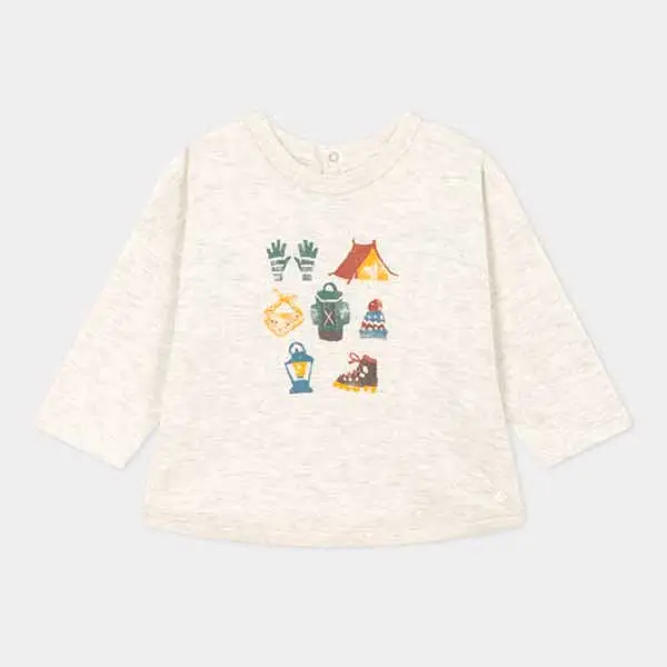 Petit Bateau Long Sleeve Top - Camping - Oatmeal