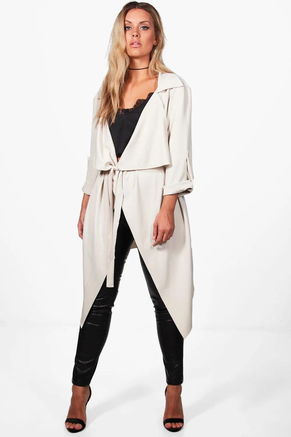 Plus Daisy Belted Waterfall Duster Coat