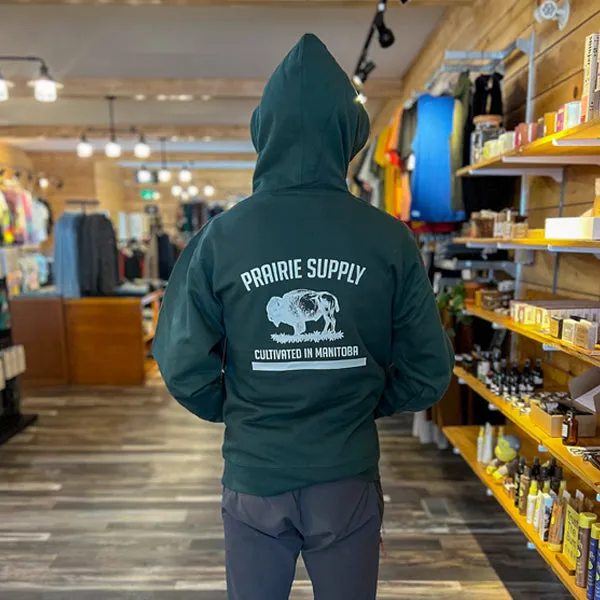 Prairie Supply Company Hoodies - Reverse Cultivated In Manitoba - Hunter Green/White