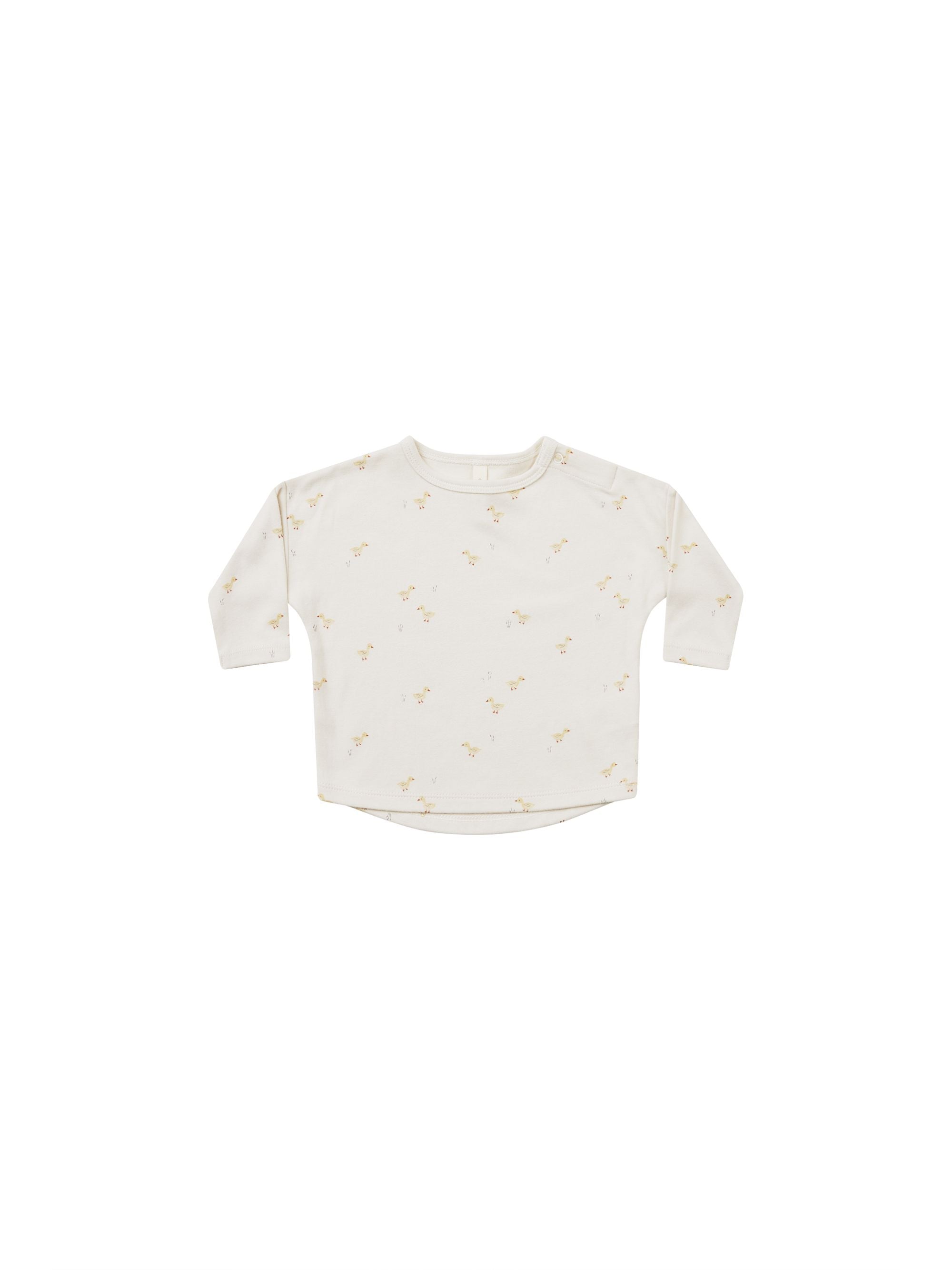 Quincy Mae - Ivory Ducks Long Sleeve Tee