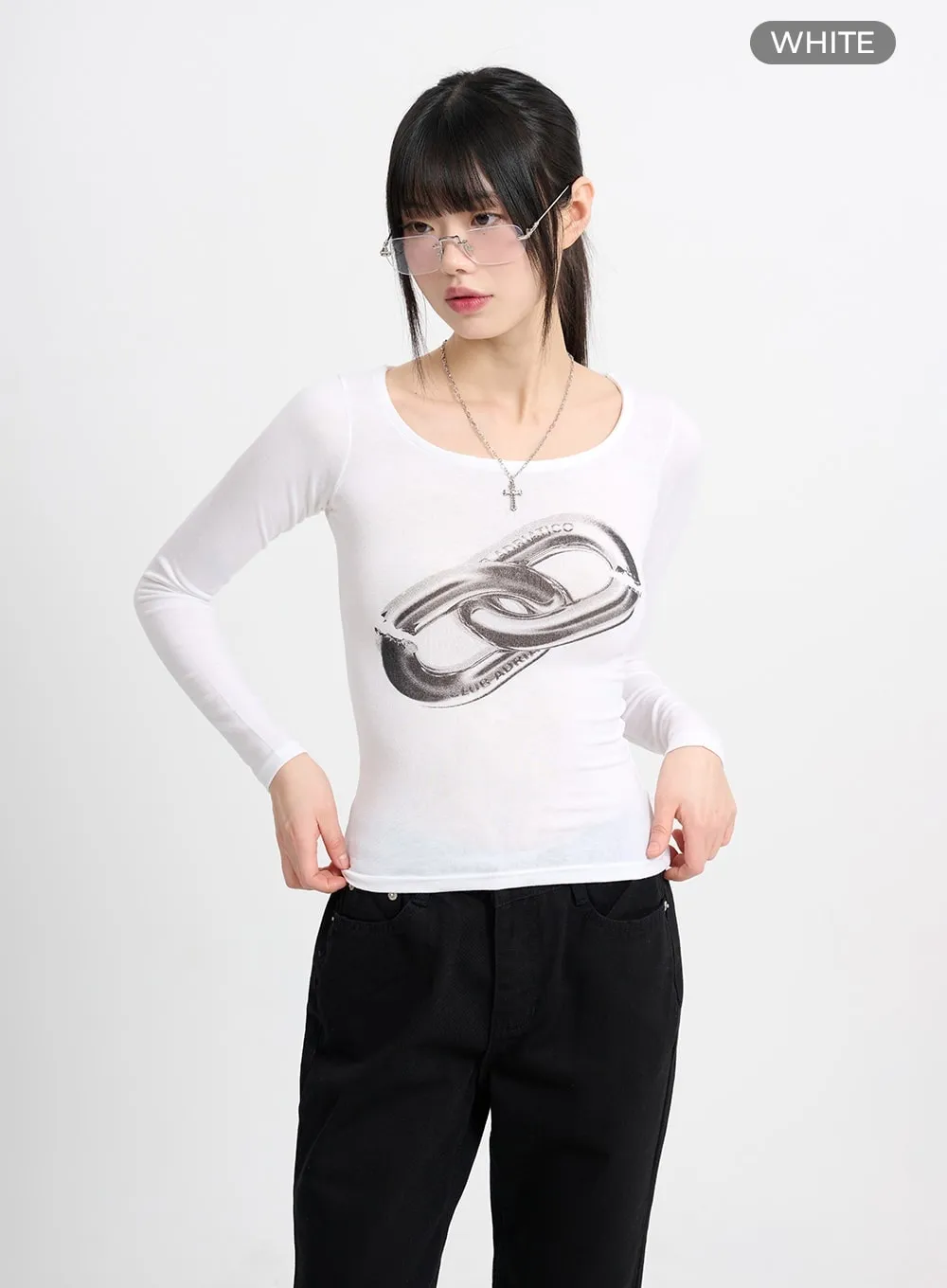 Round Neck Graphic Long Sleeve CM415