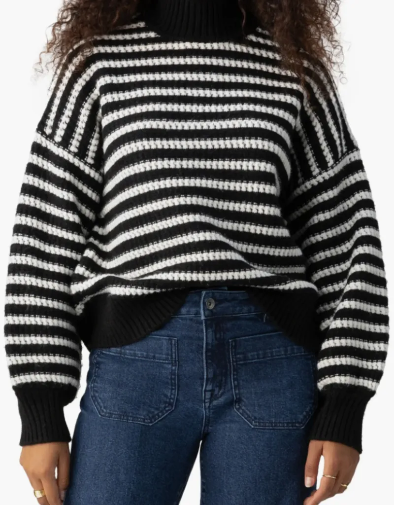 Sanctuary Keep It Chic Sweater - Black/Chalk Stripe