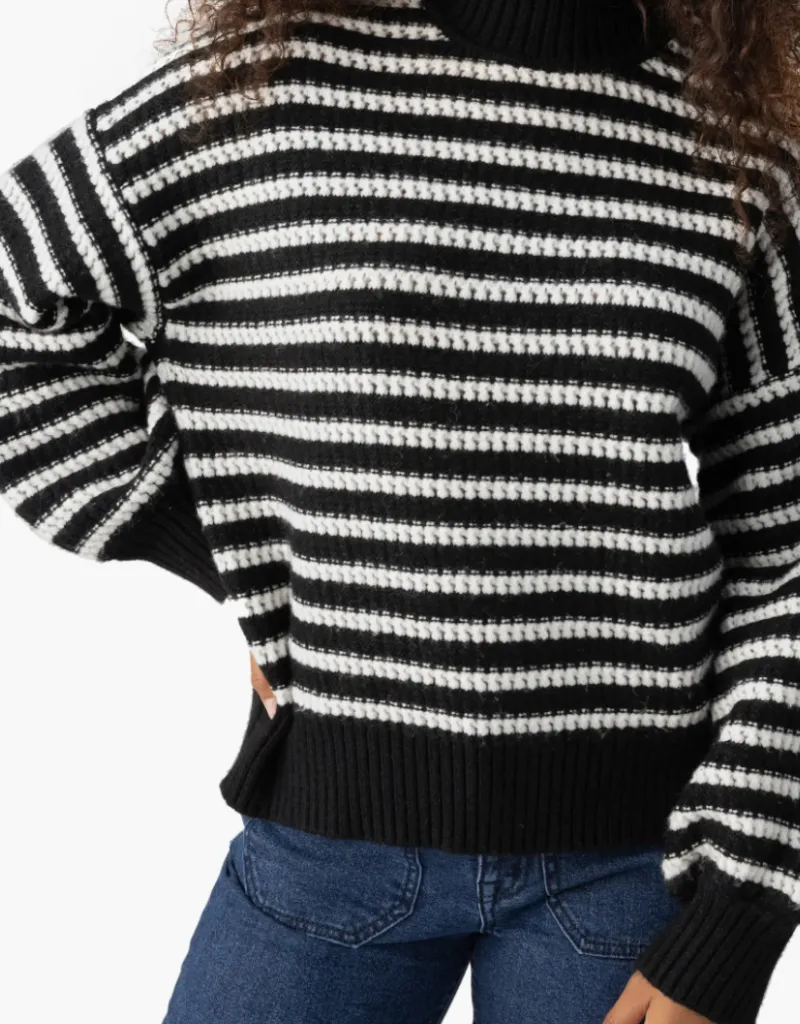 Sanctuary Keep It Chic Sweater - Black/Chalk Stripe