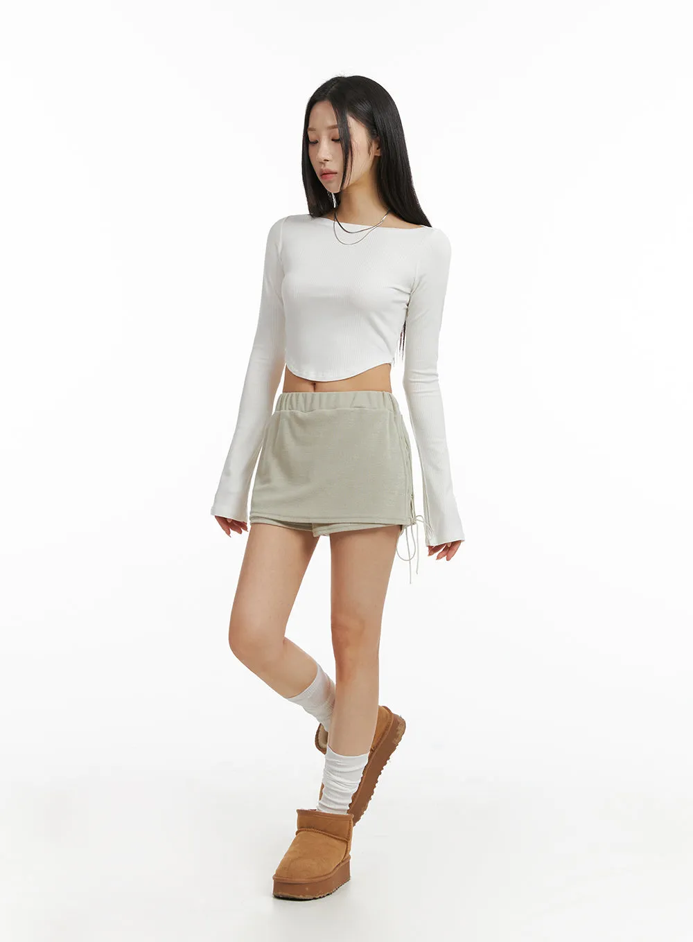 Slim Fit Long Sleeve Crop Top CJ408