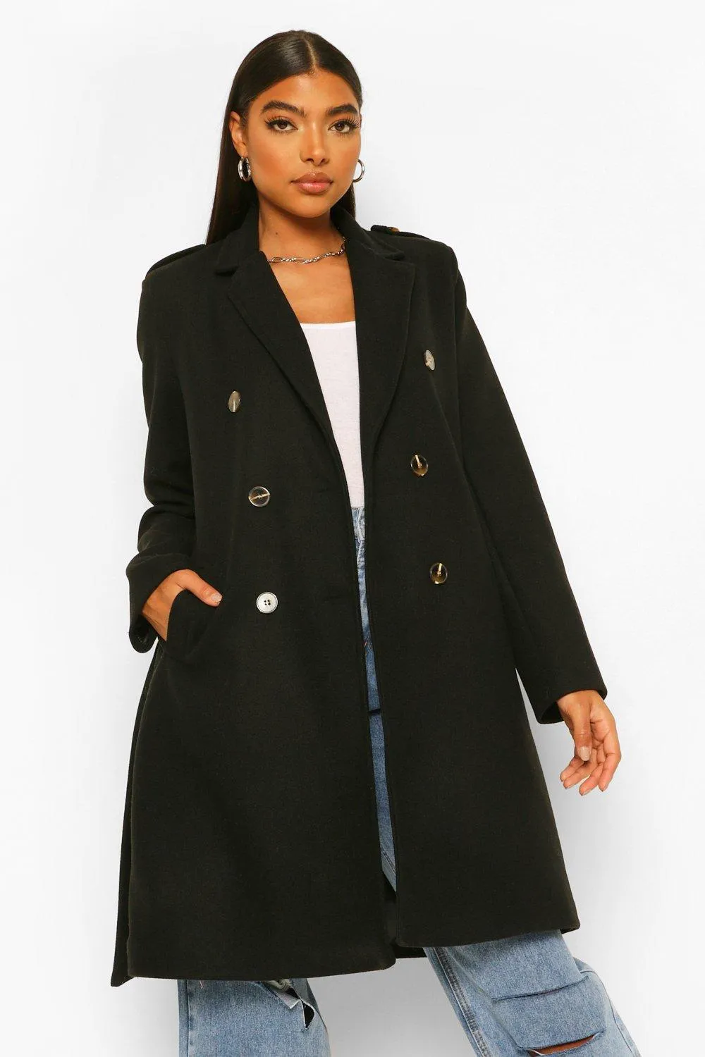 Tall Belted Wool Look Coat