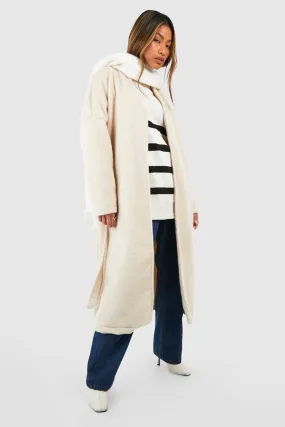 Textured Wool Look Belted Coat