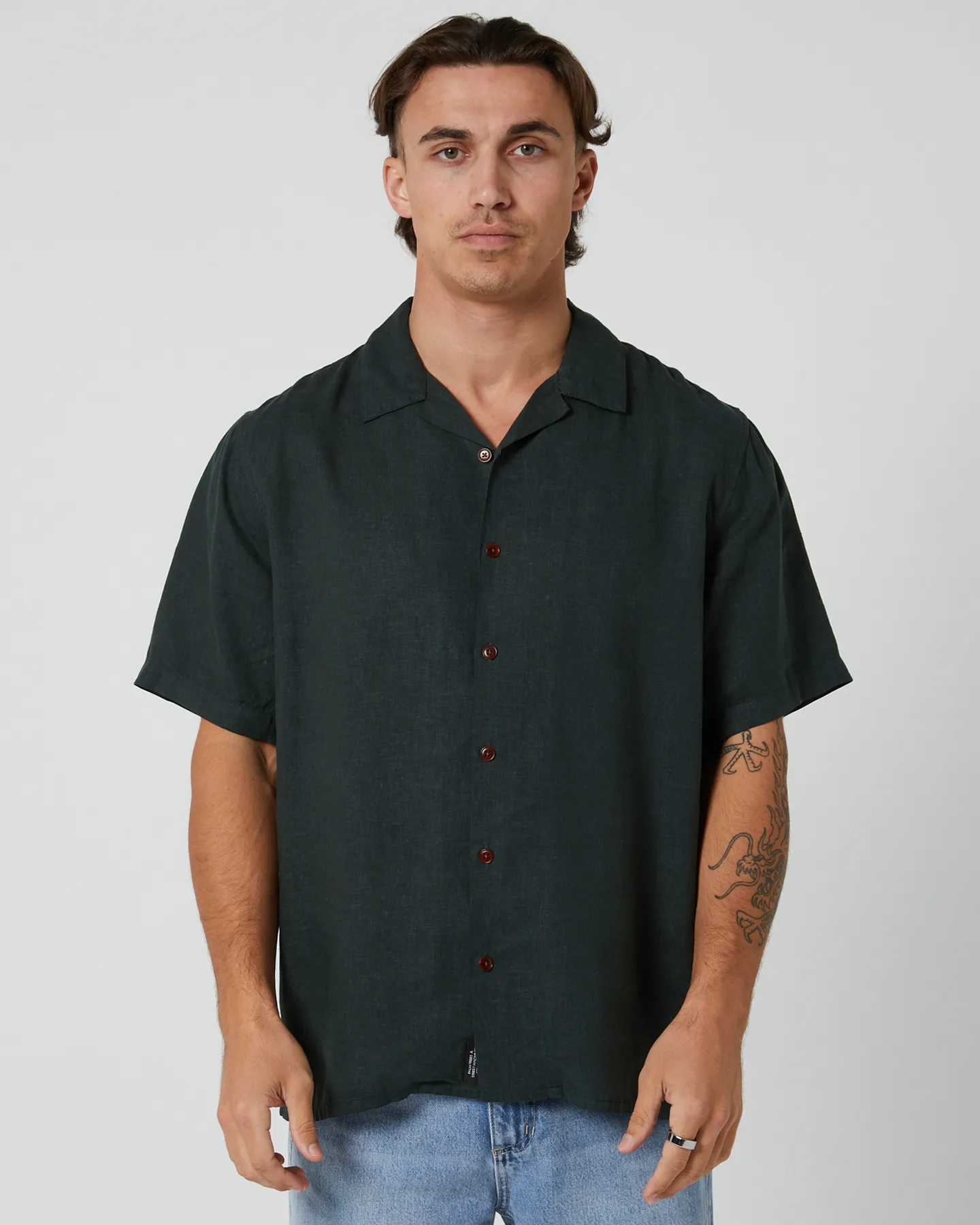 Thrills Hemp Minimal Thrills Bowling Shirt - Deep Emerald | SurfStitch