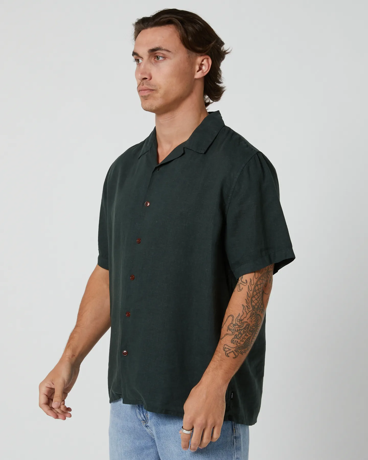 Thrills Hemp Minimal Thrills Bowling Shirt - Deep Emerald | SurfStitch