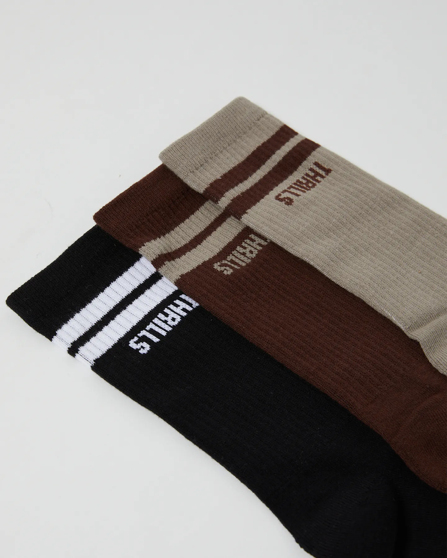 Thrills Minimal Thrills 3 Pack Sock - Oyster/Merch Black/Deep Plum | SurfStitch