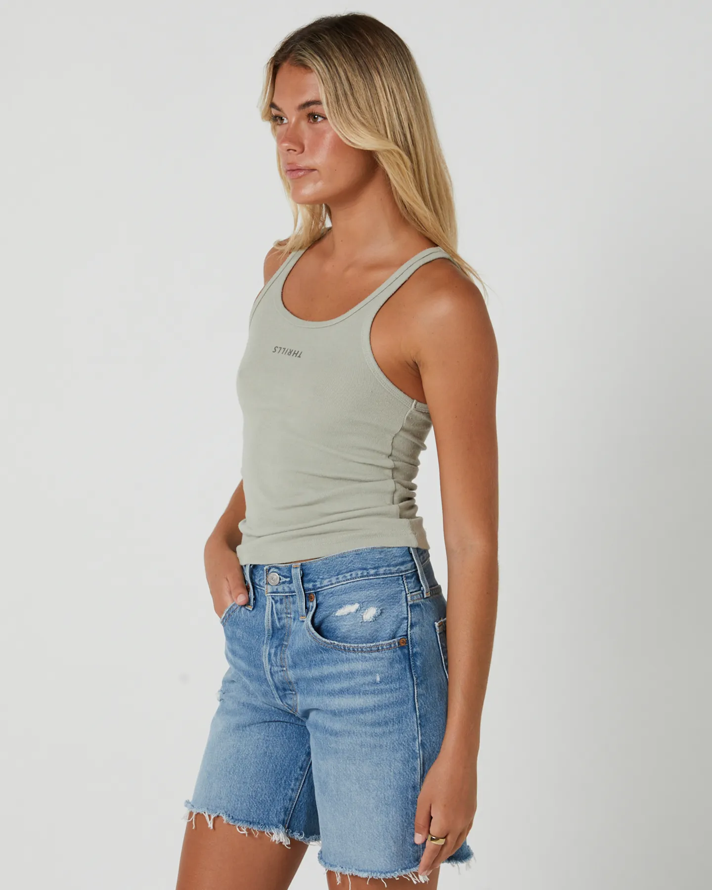 Thrills Minimal Thrills Scoop Tank - Sage Grey | SurfStitch