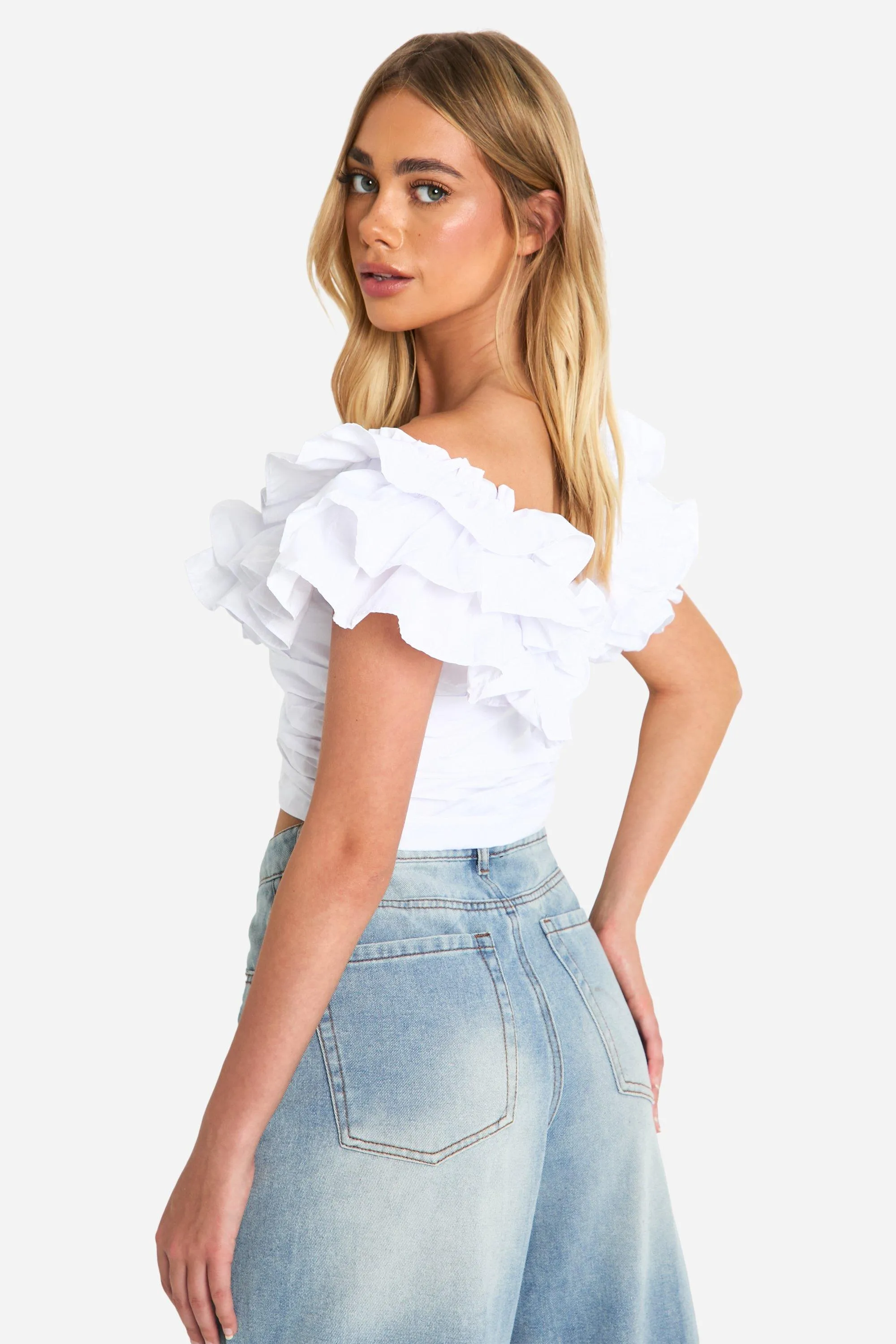 Tops | Ruffle Woven Crop Top | boohoo