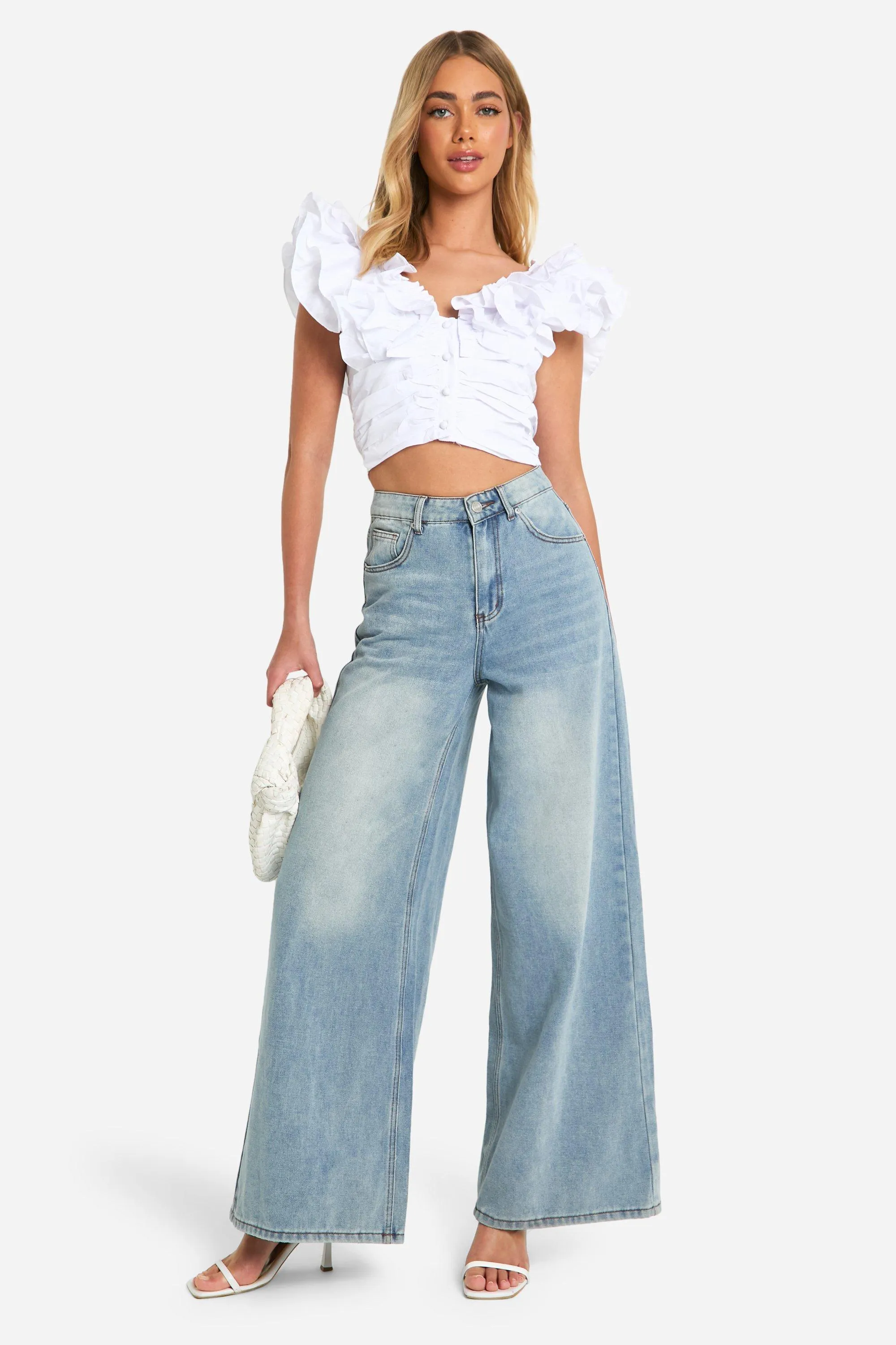 Tops | Ruffle Woven Crop Top | boohoo