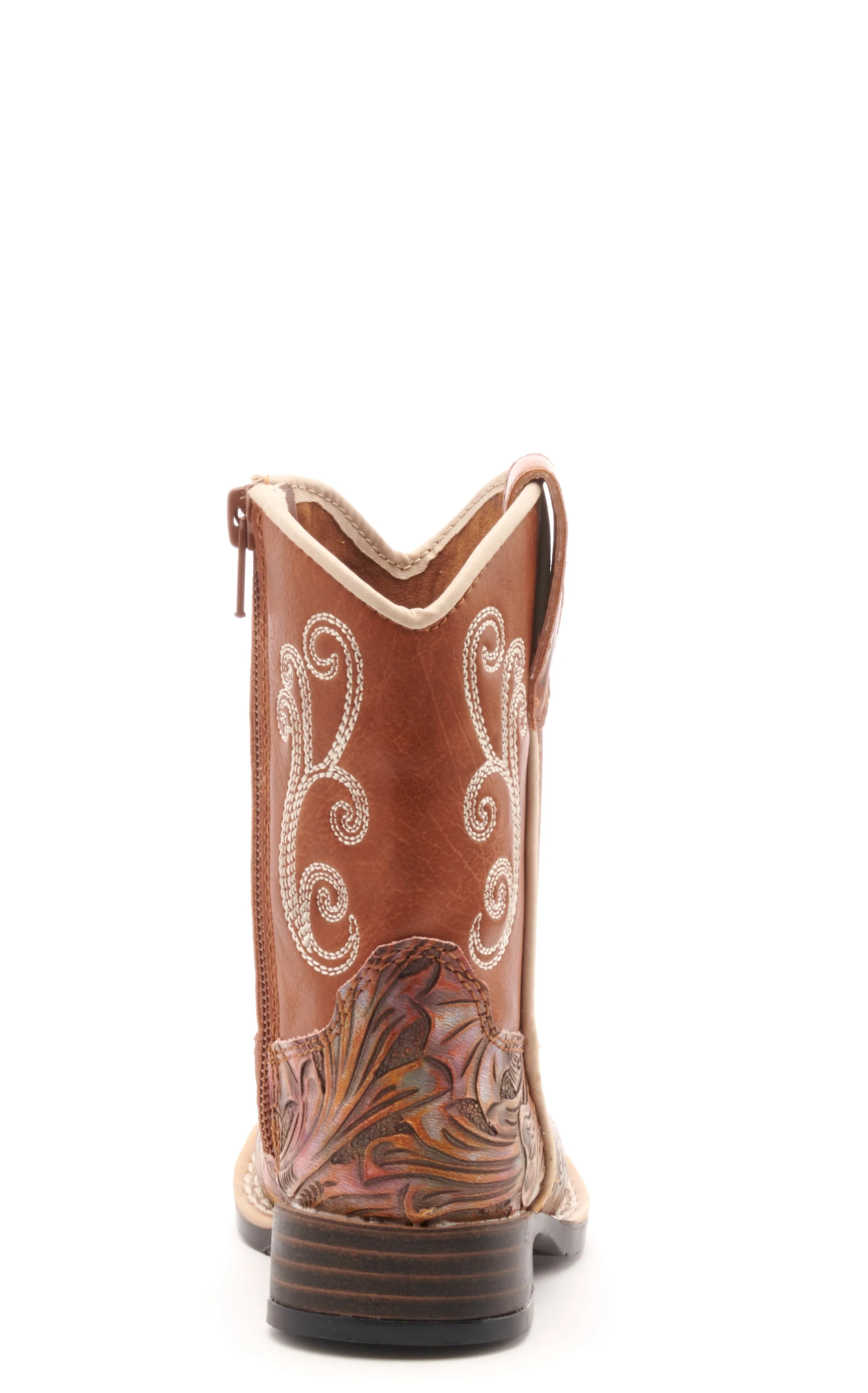 Twister Toddler Multi Color Embossed and Rust Square Toe Cowboy Boots