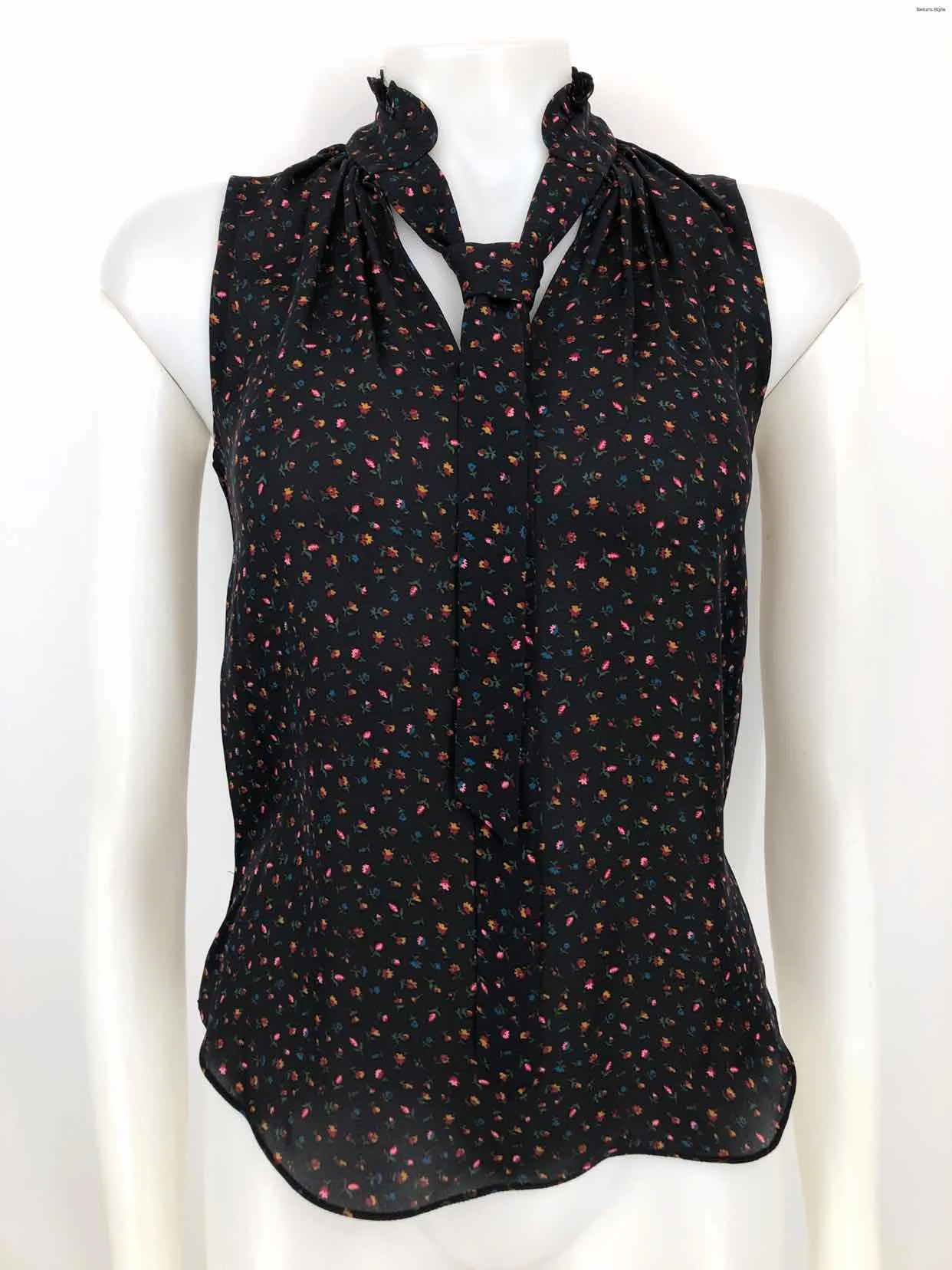 VERONICA BEARD Black Red Multi Silk Floral Print Tank Size 00  (XS) Top