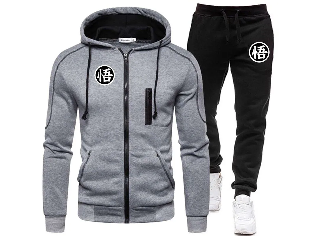 Winter Fashion Tracksuit Men's Zipper Pullover Hoodies and Jogging Suit