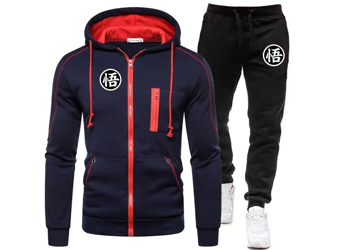 Winter Fashion Tracksuit Men's Zipper Pullover Hoodies and Jogging Suit