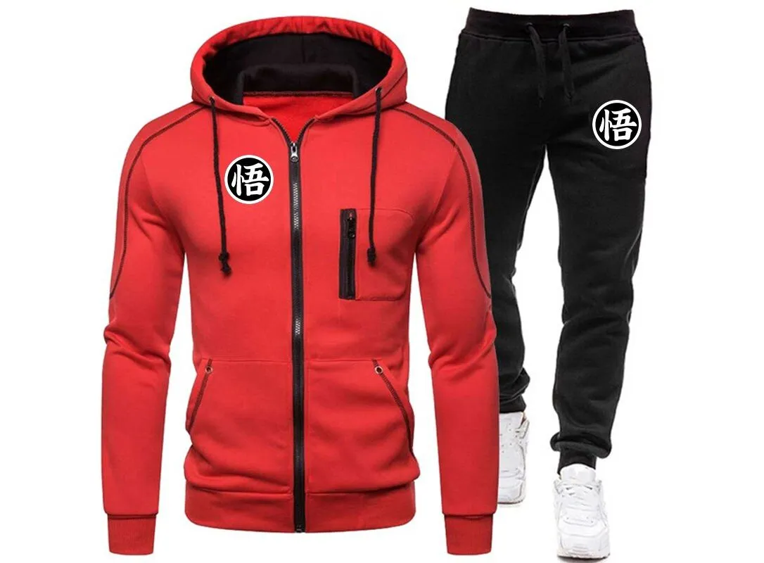 Winter Fashion Tracksuit Men's Zipper Pullover Hoodies and Jogging Suit