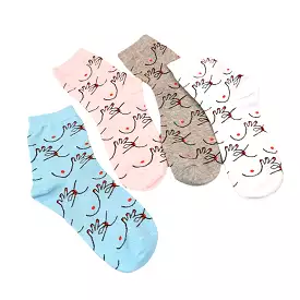 Women Cotton Personality Funny Pattern Breathable Sweat-absorbent Tube Socks