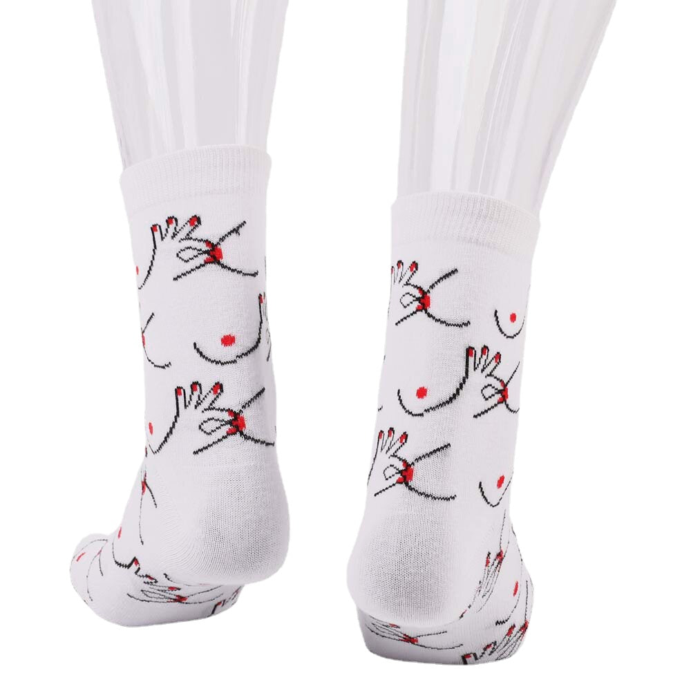 Women Cotton Personality Funny Pattern Breathable Sweat-absorbent Tube Socks