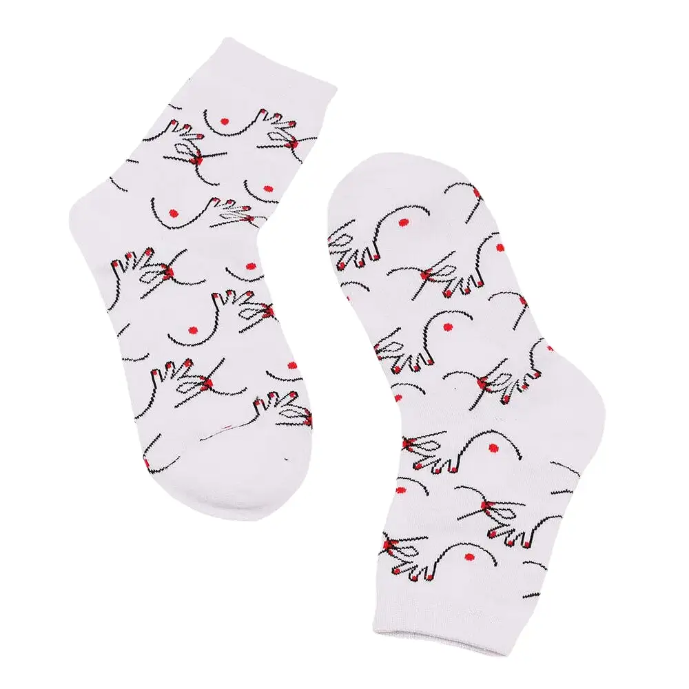 Women Cotton Personality Funny Pattern Breathable Sweat-absorbent Tube Socks