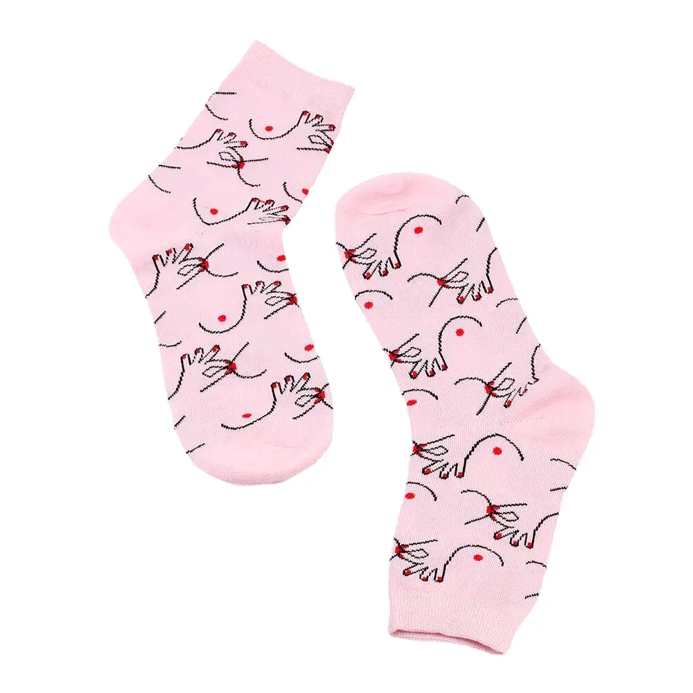 Women Cotton Personality Funny Pattern Breathable Sweat-absorbent Tube Socks