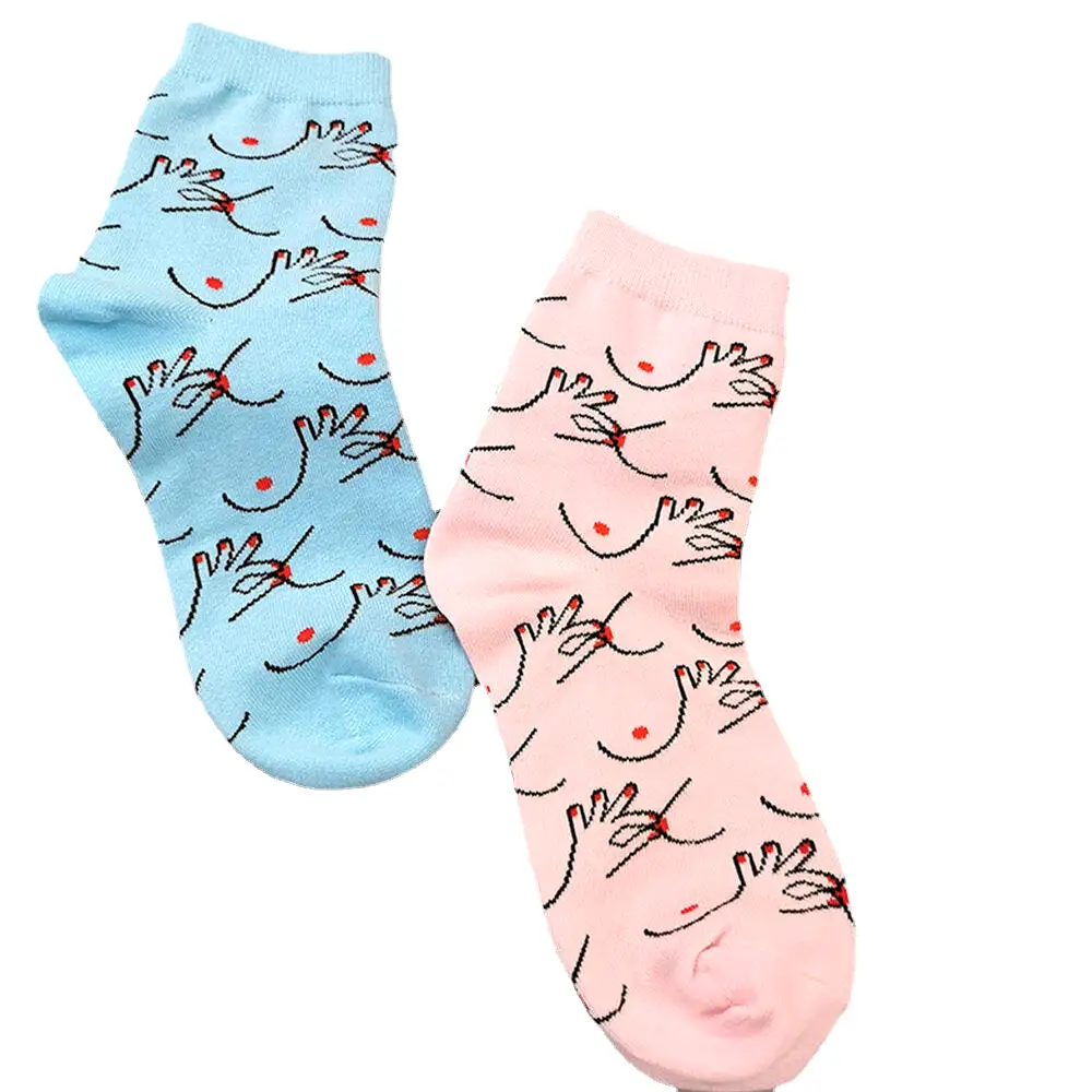 Women Cotton Personality Funny Pattern Breathable Sweat-absorbent Tube Socks