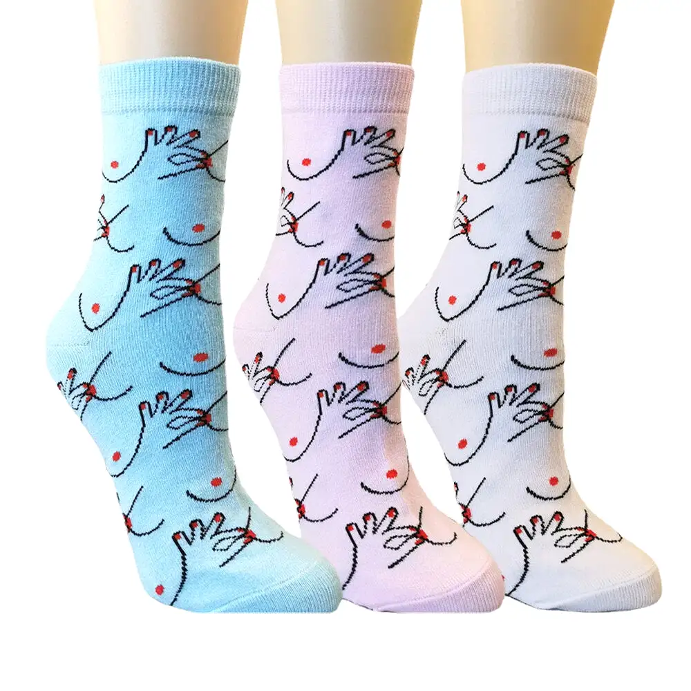 Women Cotton Personality Funny Pattern Breathable Sweat-absorbent Tube Socks