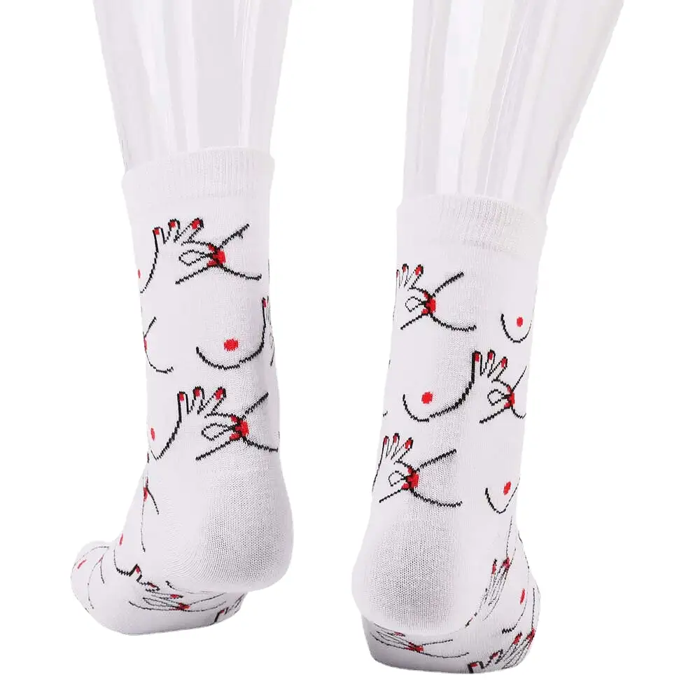 Women Cotton Personality Funny Pattern Breathable Sweat-absorbent Tube Socks