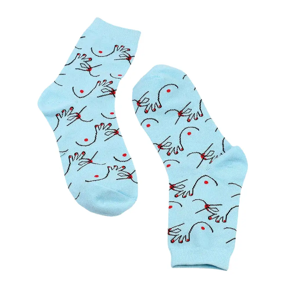 Women Cotton Personality Funny Pattern Breathable Sweat-absorbent Tube Socks