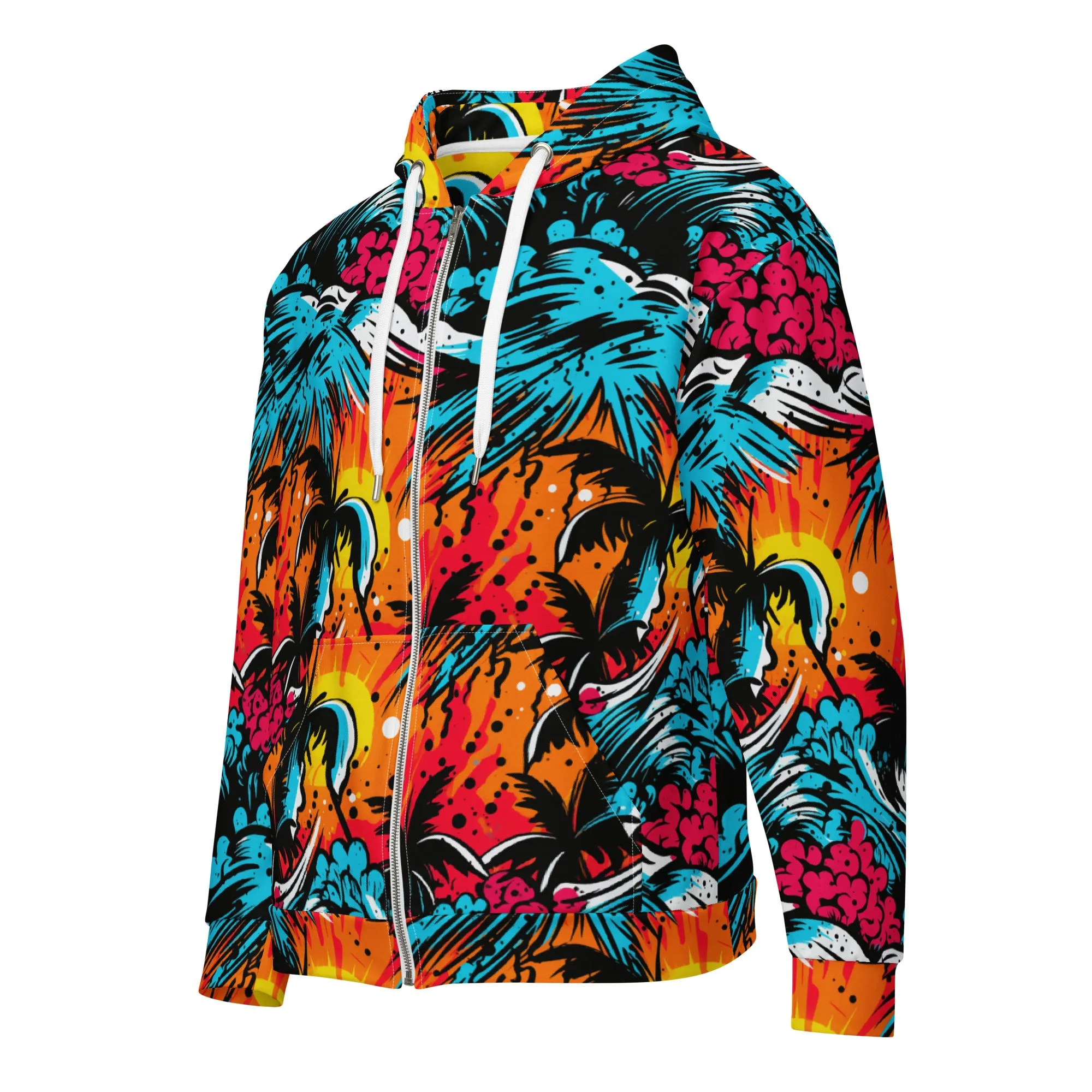 Womens Zip Hoodie - Tropical Adventure 001