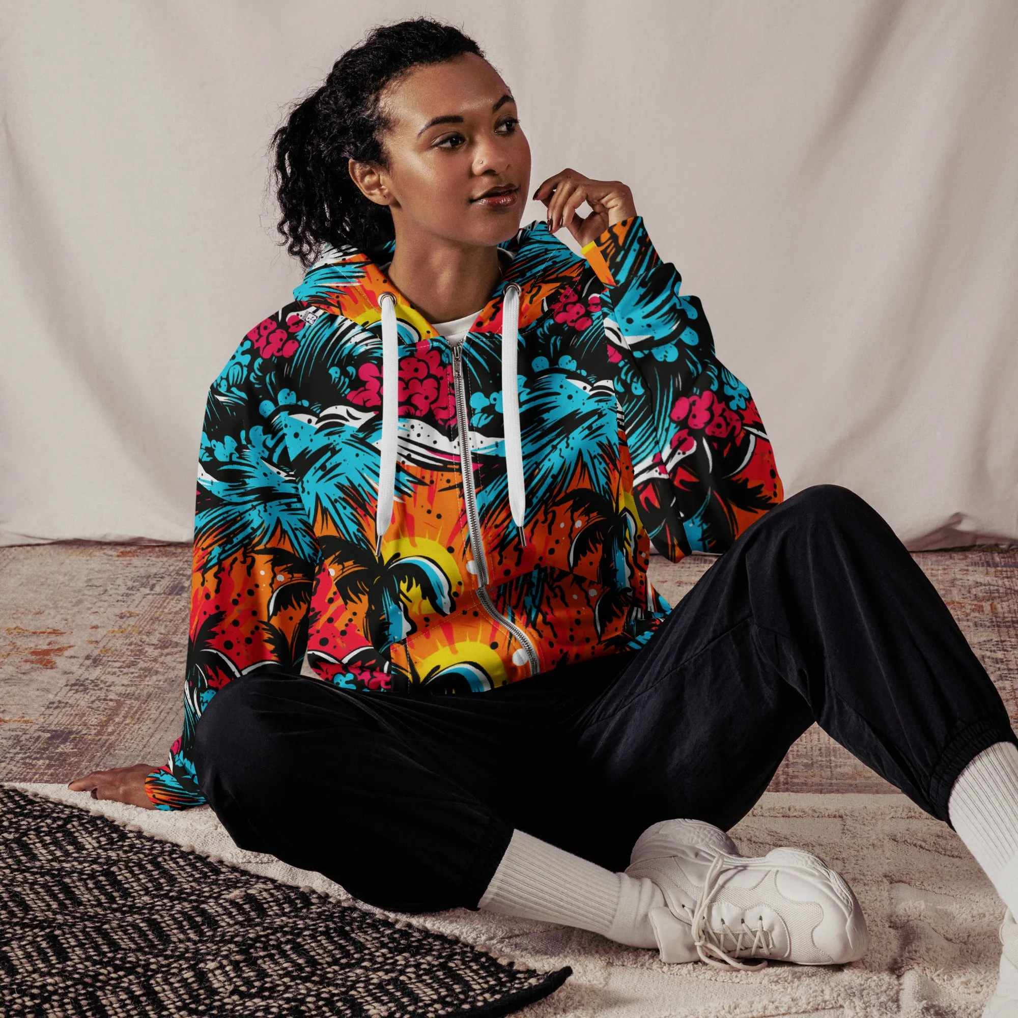 Womens Zip Hoodie - Tropical Adventure 001