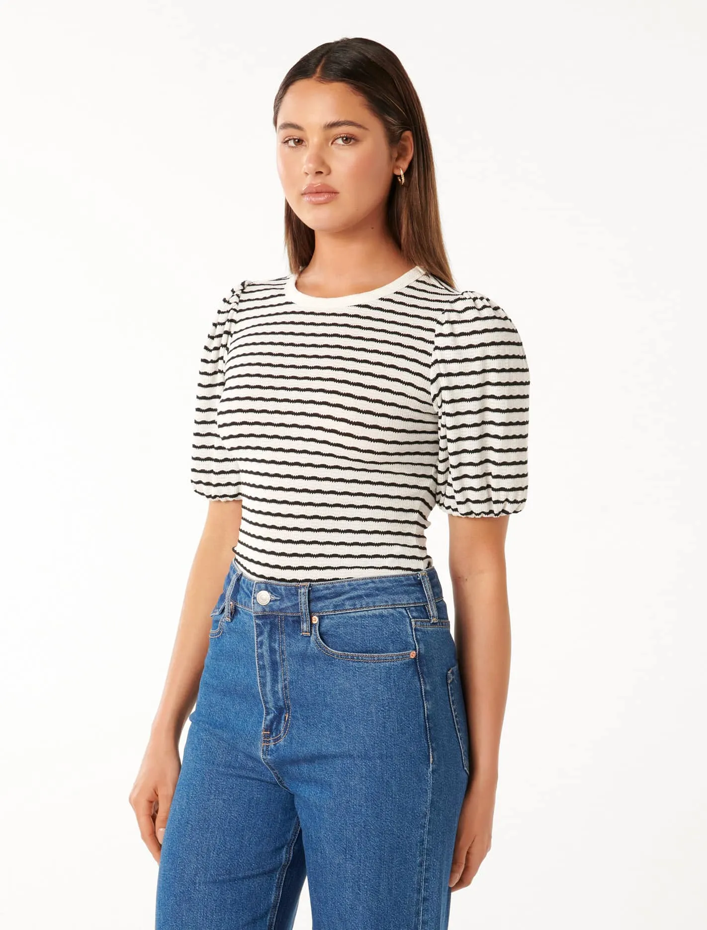 Zabrina Striped Crew Neck Top